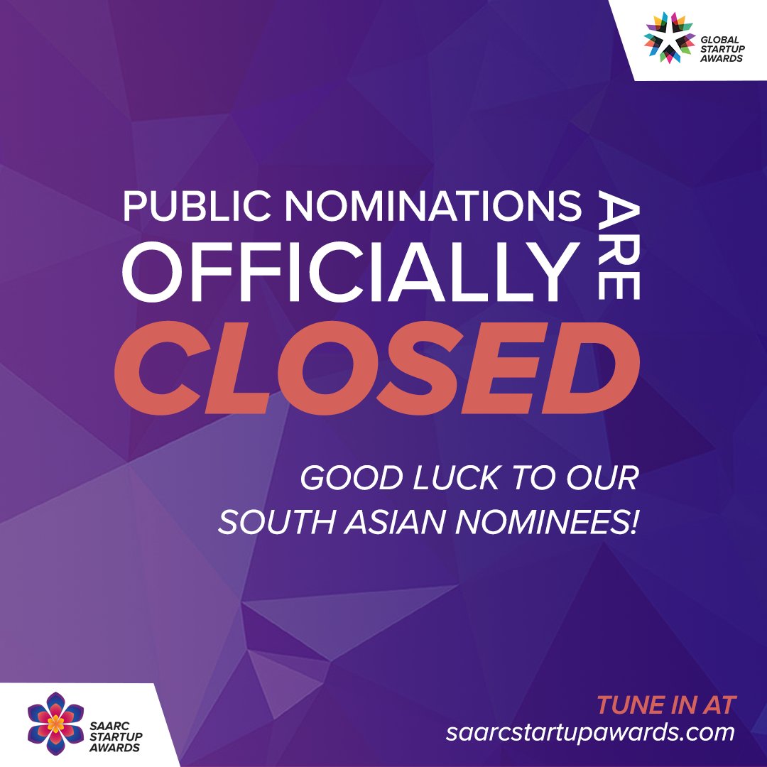 SAARCstartups's tweet photo. 📢ANNOUNCEMENT
Public Nominations are officially closed! 
Good luck to our South Asian Nominees! 🍀
.
.
The global grand finale program and tickets are available at https://t.co/owTqKqNukb

#GlobalStartupAwards #future #startups #innovation https://t.co/DpReRDBIWR