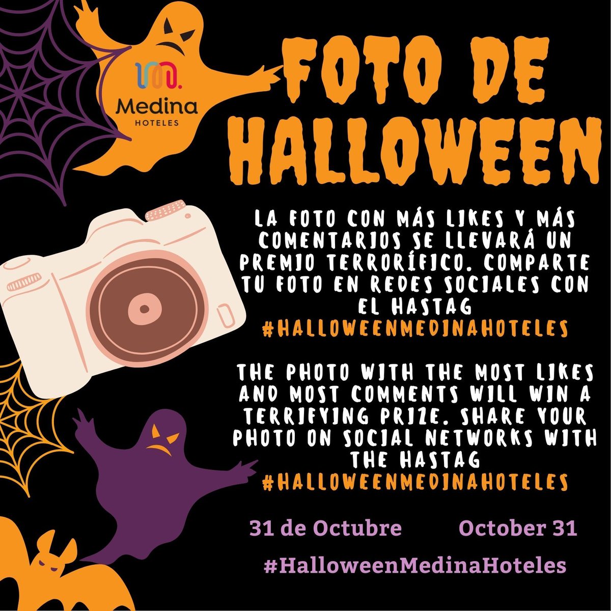 Participa en el concurso a la foto más terrorífica, ¡y participa!
Participate in the contest for the most terrifying photo, participate!
#photo #halloween #HalloweenMedinaHoteles #HotelOlympus #HotelSolysombra #foto #concurso #contest #benidorm #benilovers #BenidormLuce