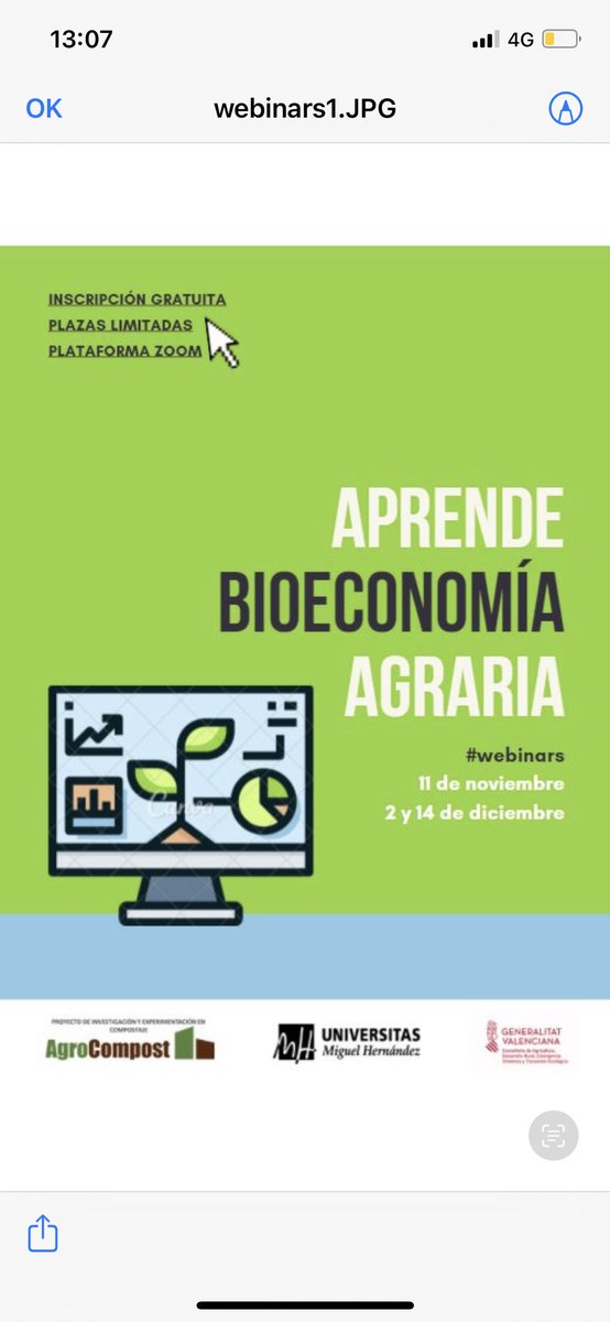 AgrocompostGVA's tweet photo. Estamos muy ilusionados cerrando 3 webinars sobre bioeconomía circular desde @GVAagroambient @UniversidadMH mañana empezaremos por la difusión del primero…os enviamos un aperitivo 😜 https://t.co/hWBGKmt0Vw