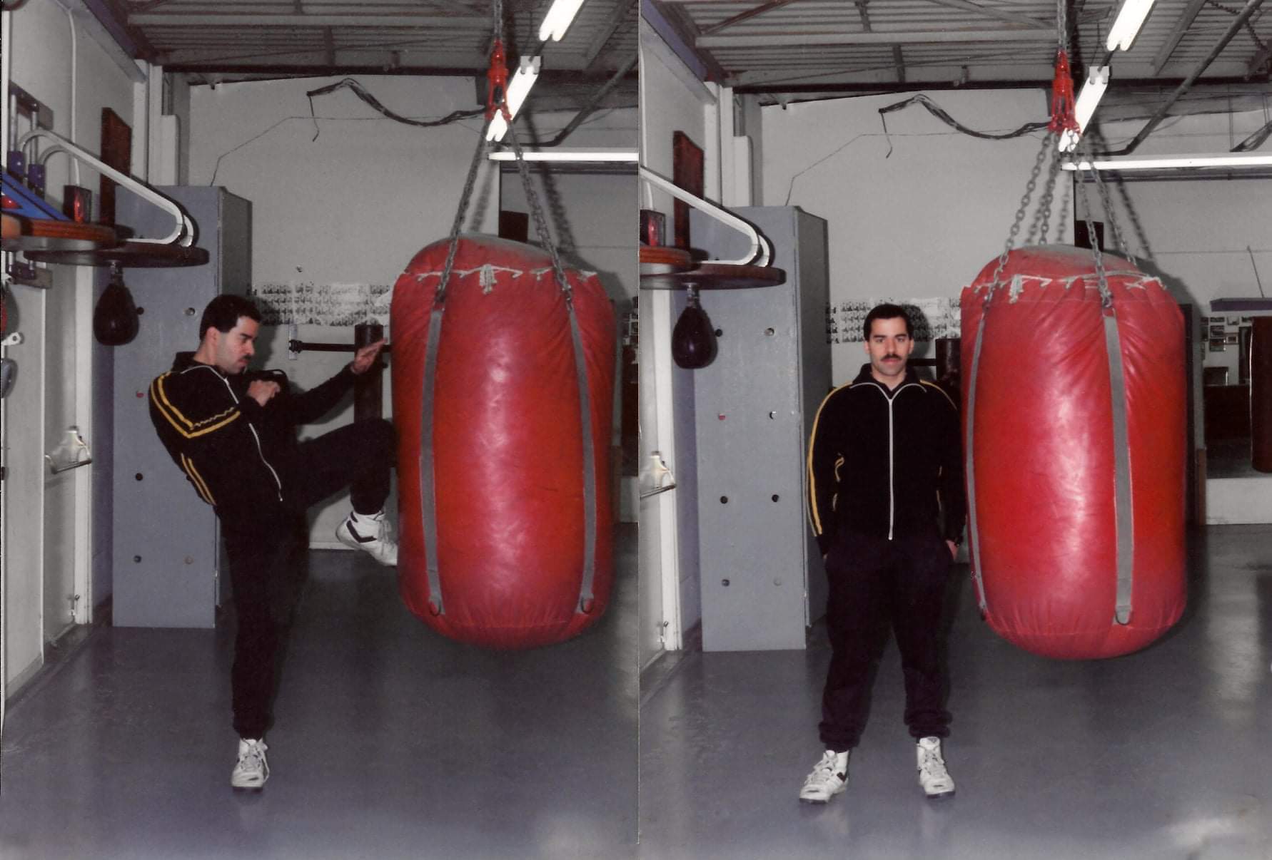 JKDMAI on X Here I am Kicking and Standing next to Bruce Lee s GIANT Heavy Bag. Bruce Lee was known to send this Bag swinging with one good sidekick. The Bag was