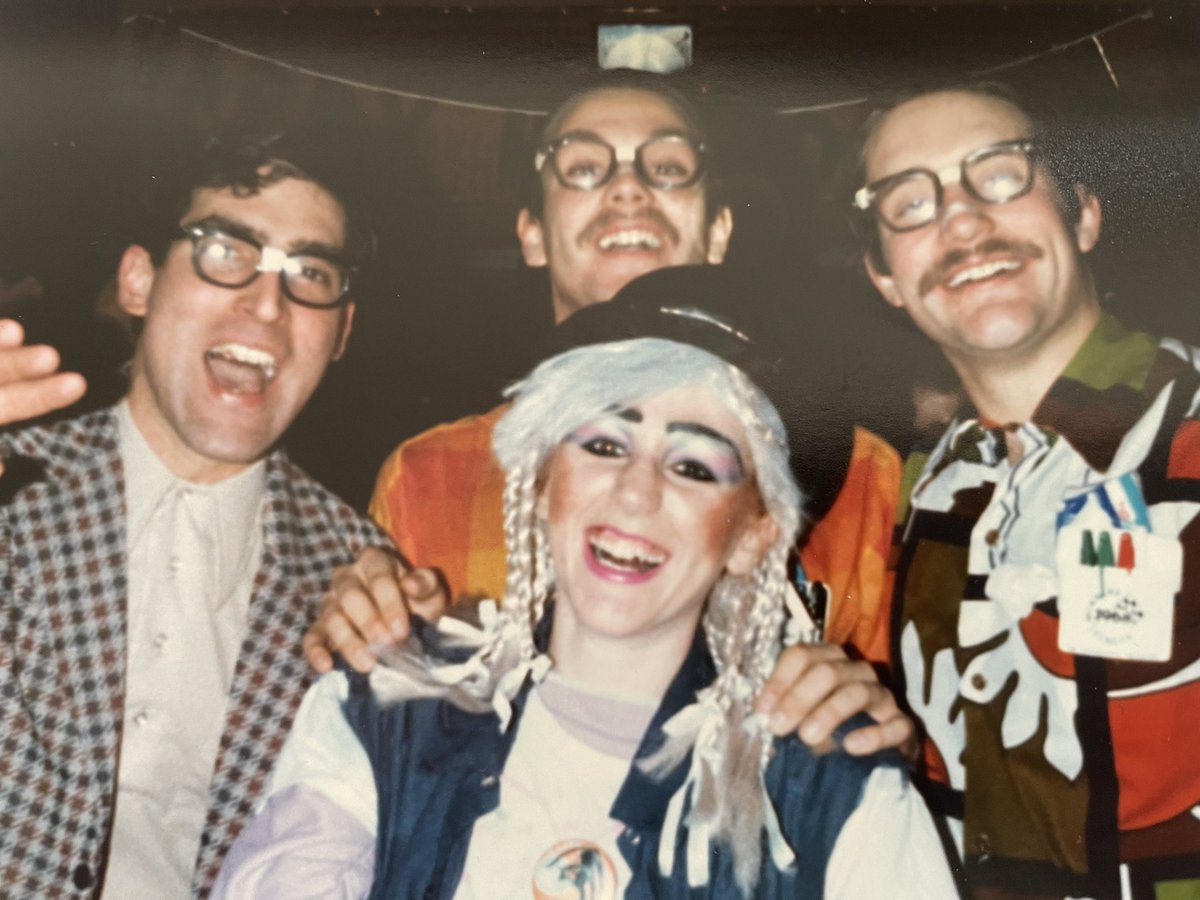 ibakeforaliving's tweet photo. NERDS, NERDS, NERDS! Halloween - guessing 1984 based on the @thehooters poster on my apartment fridge. #halloweencostume #nerds #halloweenflashback #halloween2021 https://t.co/fJULif0nwh