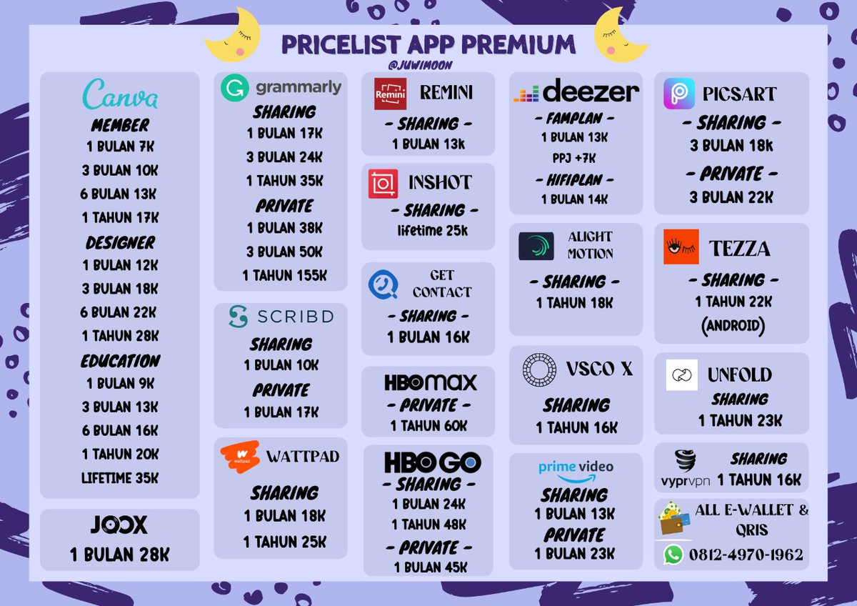 🌜OPEN ORDER🌛
Halo aku jual app premium🥰

💯trusted,legal,full garansi
💫testi? cek pinned
💸all e-wallet &amp; qris
📲 order? DM/WA wa.me/6281249701962

t. sapa jual netflix spotify ytb prem vidio iqiyi wetv grammarly canva viu remini hbo disney+ hotstar #zonajajan #zonauang