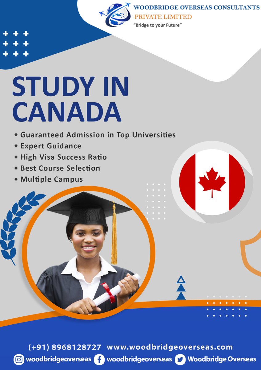 Don’t miss the chance to realize your dreams to study in Canada
Connect with Woodbridge Overseas for more details
Call us: ☎️0172-4698727, 📞 08968128727
#studyincanada, #studyabroad, #canadascholarship, #educationincanada,#CanadaStudentVisa ,#studyCanada,#UniversitiesinCanada