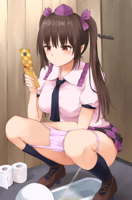 はたてはトイレ中も携帯いじってそうという絵です 