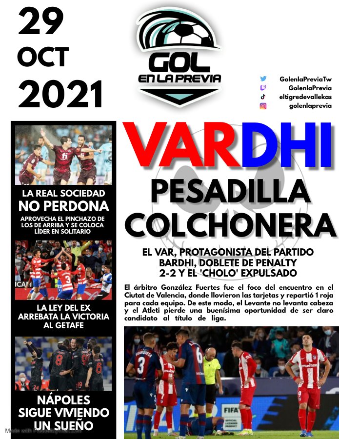 GolenlaPreviaTW's tweet photo. ⚽ #TitularDelDía ⚽
VARDHI pesadilla colchonera ✍️
#LevanteAtleti #LEVATM #VAR https://t.co/tjCyWdnmVV