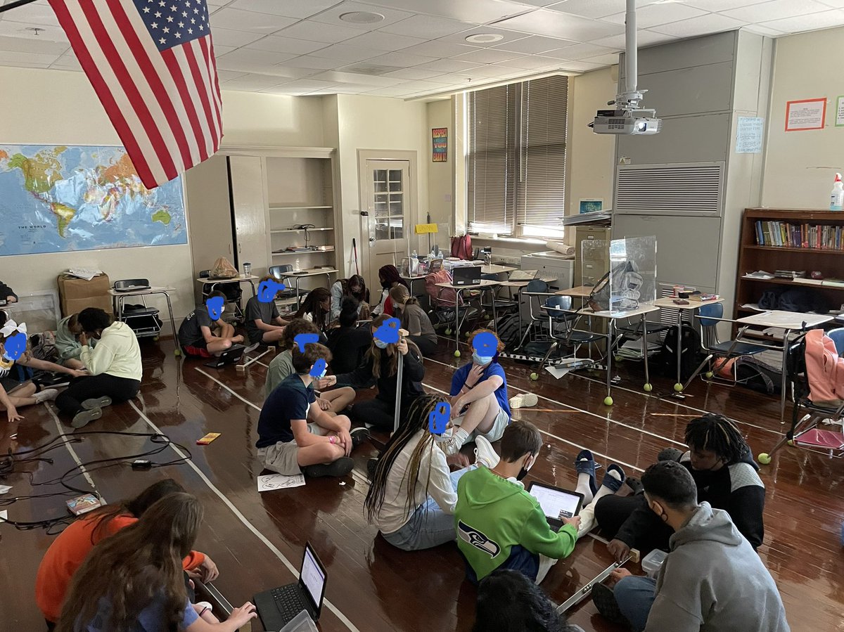 adamsdcb23's tweet photo. How do you ensure #ScienceIsHappening when there isn’t a flat surface to be found, you teach in 4 different classrooms, & you want to explore #NewtonsLaws?You #MonitorAndAdjust & have #FlexibilityAndPatience. My @HandMiddleSC 8th graders did all that & rocked it! @ABuchanan_Sci https://t.co/cwpoXdDNLl