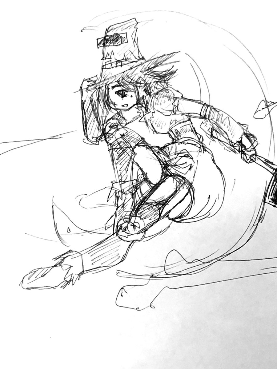 今日のラクガキinクリーンルーム
箒のつもりがチリトリ持ってきちゃったドジっ子魔女ちゃん(でも飛ぶ) 