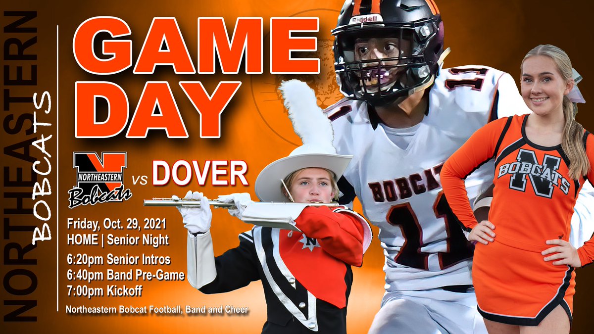 𝐆𝐀𝐌𝐄 𝐃𝐀𝐘
Northeastern vs Dover
✔️Senior Night
🗓Friday, October 29
📍HOME
⏱6:20pm Senior Intros
⏱6:40pm Band Pre-Game
⏱7:00pm 𝑲𝒊𝒄𝒌𝒐𝒇𝒇
<a href="/NEHS_FB/">NE FOOTBALL TEAM</a> <a href="/aclippppp/">Abby</a> <a href="/coachpoulson/">Coach Poulson</a> @MrMcClane205 <a href="/ChristyMHerman/">Chris</a> <a href="/travclem7/">Travis Clemens</a>