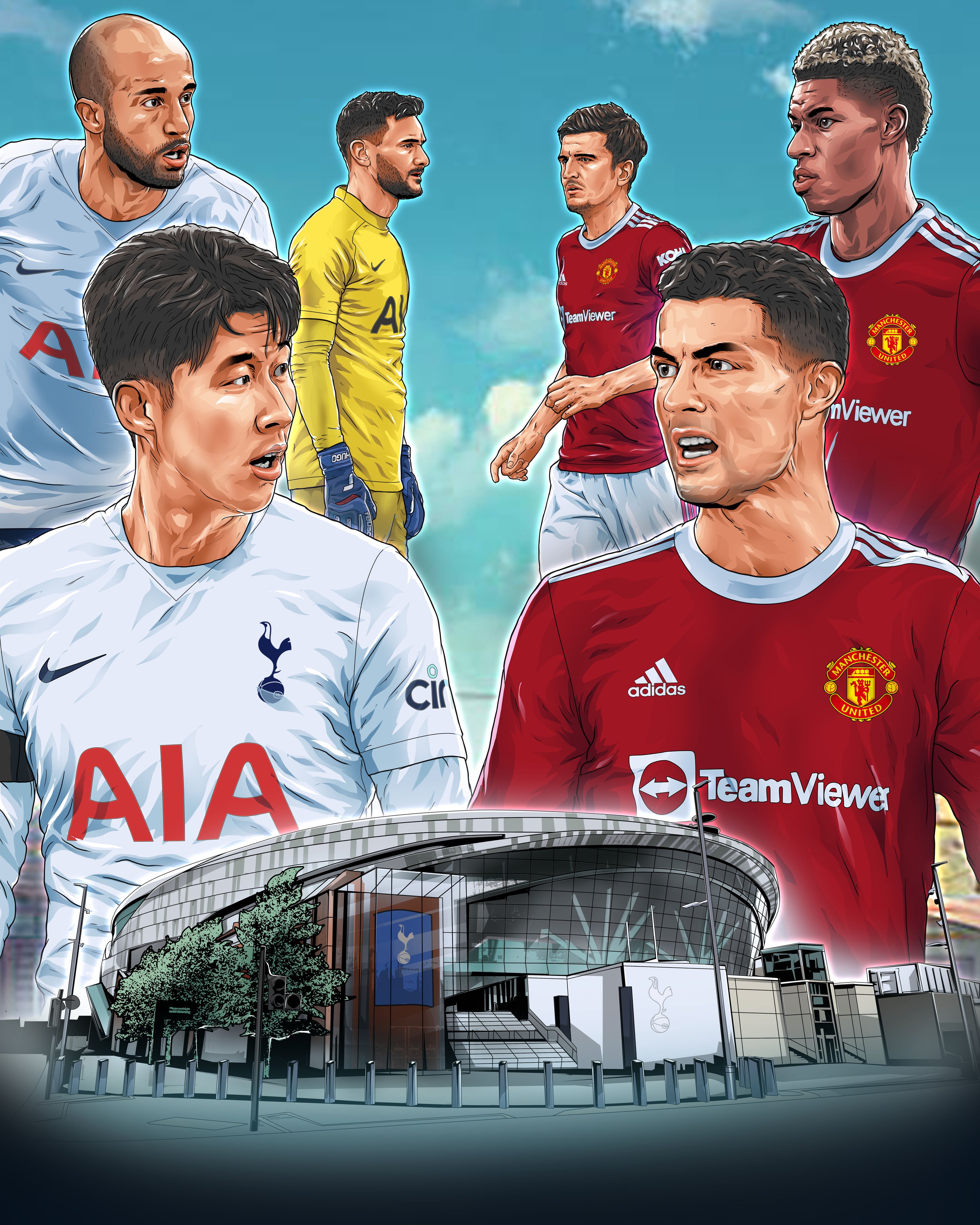 Son and Ronaldo feature front and centre of a promotional graphic for Spurs v Manchester United