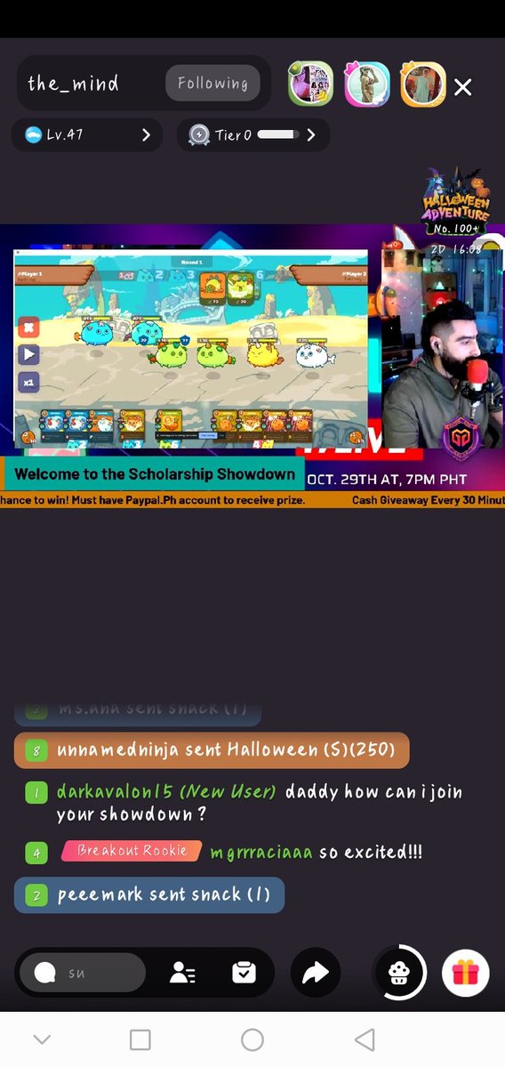 Axielien's tweet photo. Handsome daddy @Justin_The_Mind is live for the battle competition for Axie Scholarship give away.
Join here: 
https://t.co/iA7ySy5ghy https://t.co/2Noww6HcBv