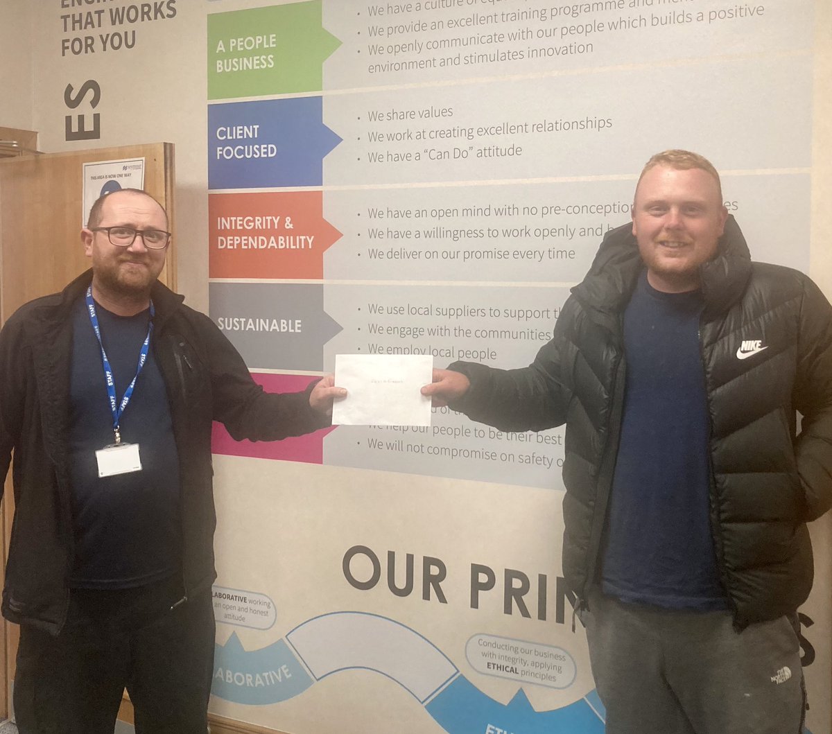 SeymourCEC's tweet photo. This months positive intervention winner goes to Kieran Gibbons for assisting a distressed member of the public off to work whilst working on the A69 Bridgend drainage scheme for our sister company Carnell.
#teamseymour #healthandsafety #positiveintervention #goingtheextramile https://t.co/Z3fcwIwihN