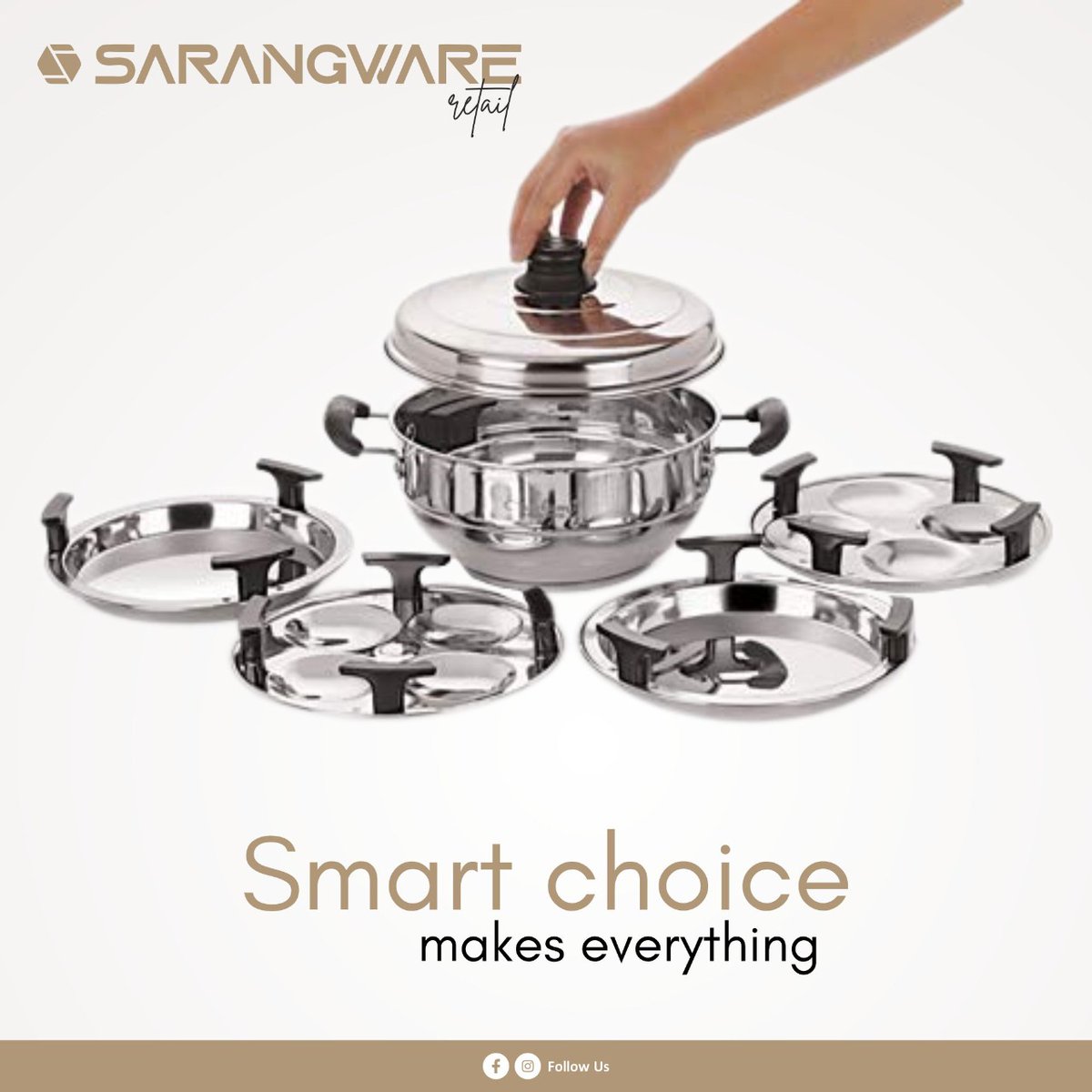 sarangware's tweet photo. A multi-purpose kadai that comes with a cook and cook set that can cook a range of foods such as Idlis, Dhoklas, Modaks, Bhakarwadi, any veggies, and so on. 

#sarangware #kitchenware #homeappliances #kitchen 
#corporategifting #combo #kadaiset #containerset https://t.co/VH9C9wguR7