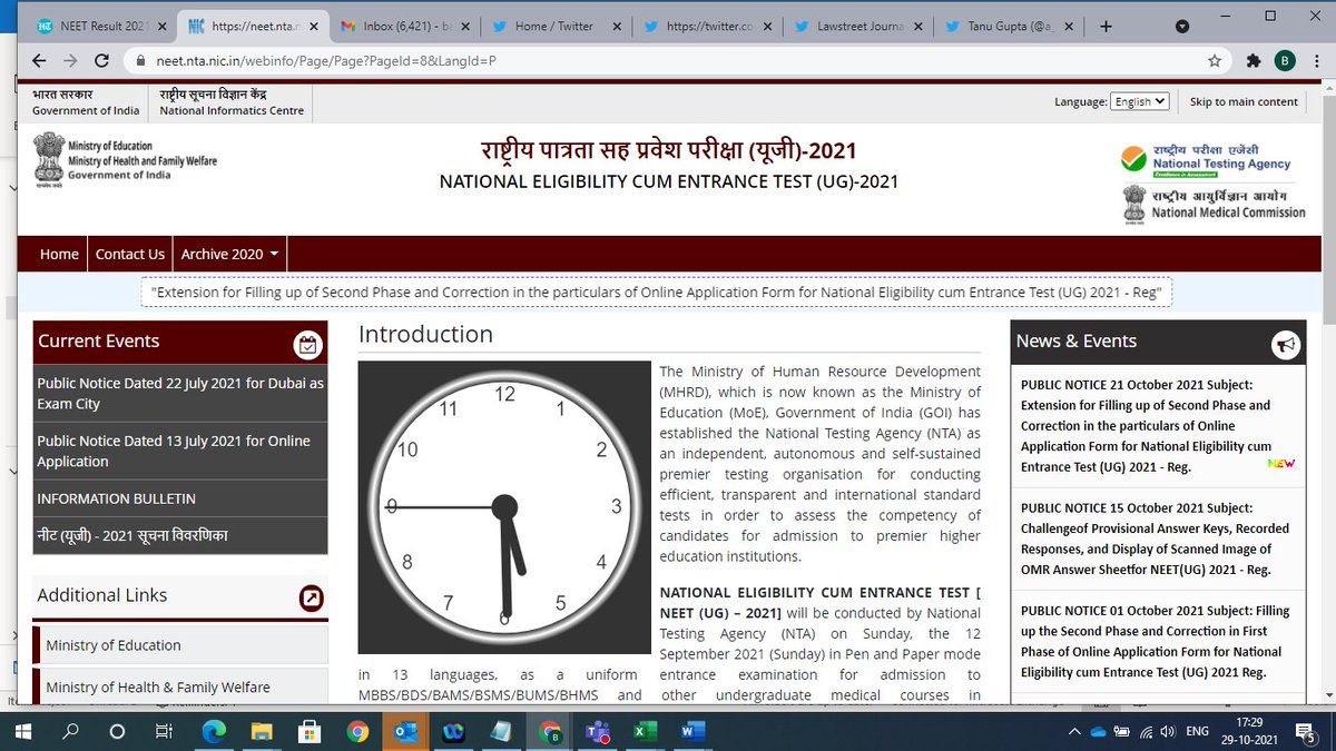 m_bkrishna's tweet photo. I don't know the reason why NTA had put in the clock on their site as they don't have any respect to Time.
#NEET #NEET2021result #neetresult https://t.co/s7B1OoHuBi