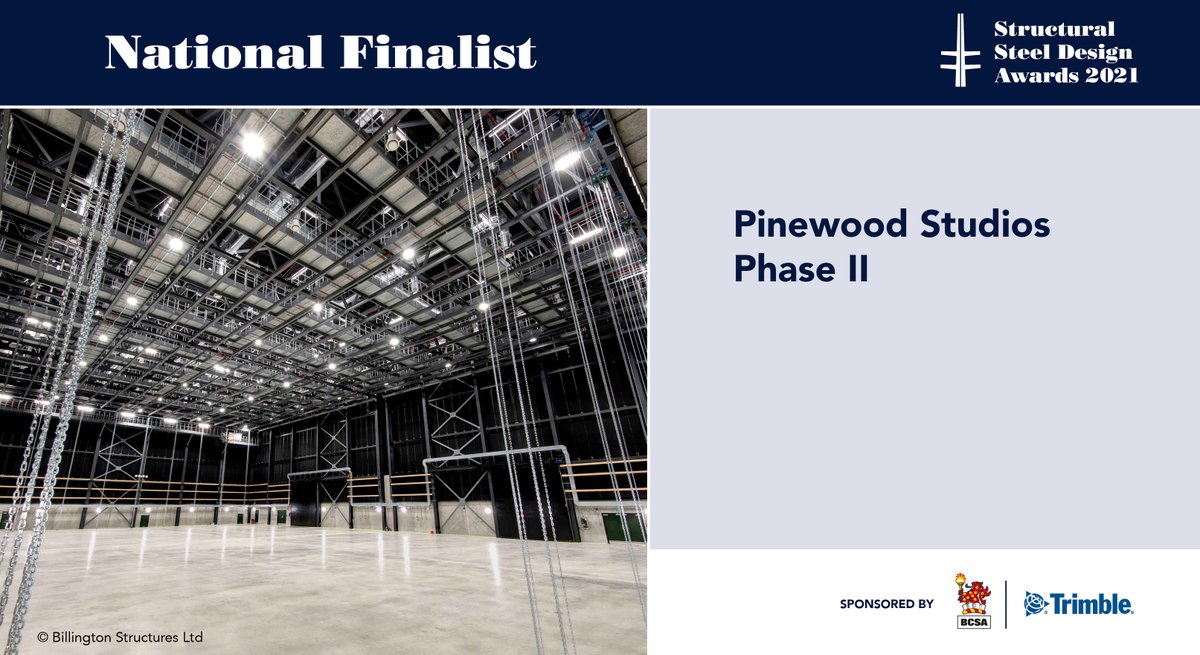 Pinewood Studios Phase II was a national finalist in the 2021 Structural Steel Design Awards. <a href="/WeAreMcAlpine/">Sir Robert McAlpine</a> <a href="/BillingtonSteel/">Billington Structures Limited</a> <a href="/PinewoodStudios/">Pinewood Studios</a>

Structural Steel Design Awards (SSDA), jointly sponsored by BCSA and <a href="/Trimble_TeklaUK/">Trimble Tekla UK</a>
 
ow.ly/O64m50FlEz1