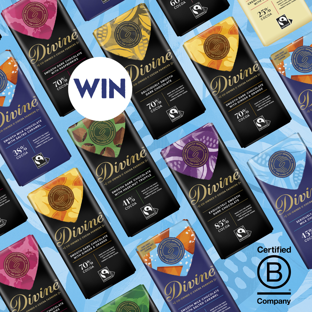 divinechocolate's tweet photo. We love giving you the chance to #win some delicious chocolate that's helping to fight exploitation in the coco industry! 

So to be in with a chance of winning a 6 MONTHS supply of delicious choc: Follow us &amp; RT

#JOINTHECHOCOLATEREVOLUTION 
Competition closes on 05/11/2021. https://t.co/sYk7vBo5RR