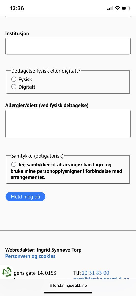 MsStateAid's tweet photo. Ved å melde seg på «Åpent møte: Kan forskningsetikk og personvern tøyes, når mye står på spill» ved UiB krever arrangøren, De Forskningsetiske Komiteene, et OBLIGATORISK samtykke 🤔🤔 veldig spesielt… https://t.co/WrsS5FJpeG