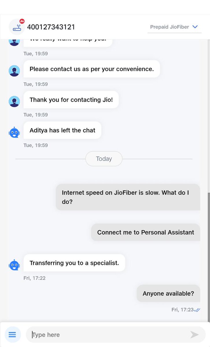 Oneway2ninja's tweet photo. @JioCare Lately I've been facing a lot of connectivity issues, wifi being disconnected bcoz of ur so call "unplanned maintenance" AND now to top it off, after recharging for 100Mbps I barely get 12Mbps. And there is no customer support. I want a resolution
@DoT_India https://t.co/PK5p5ZPKPi
