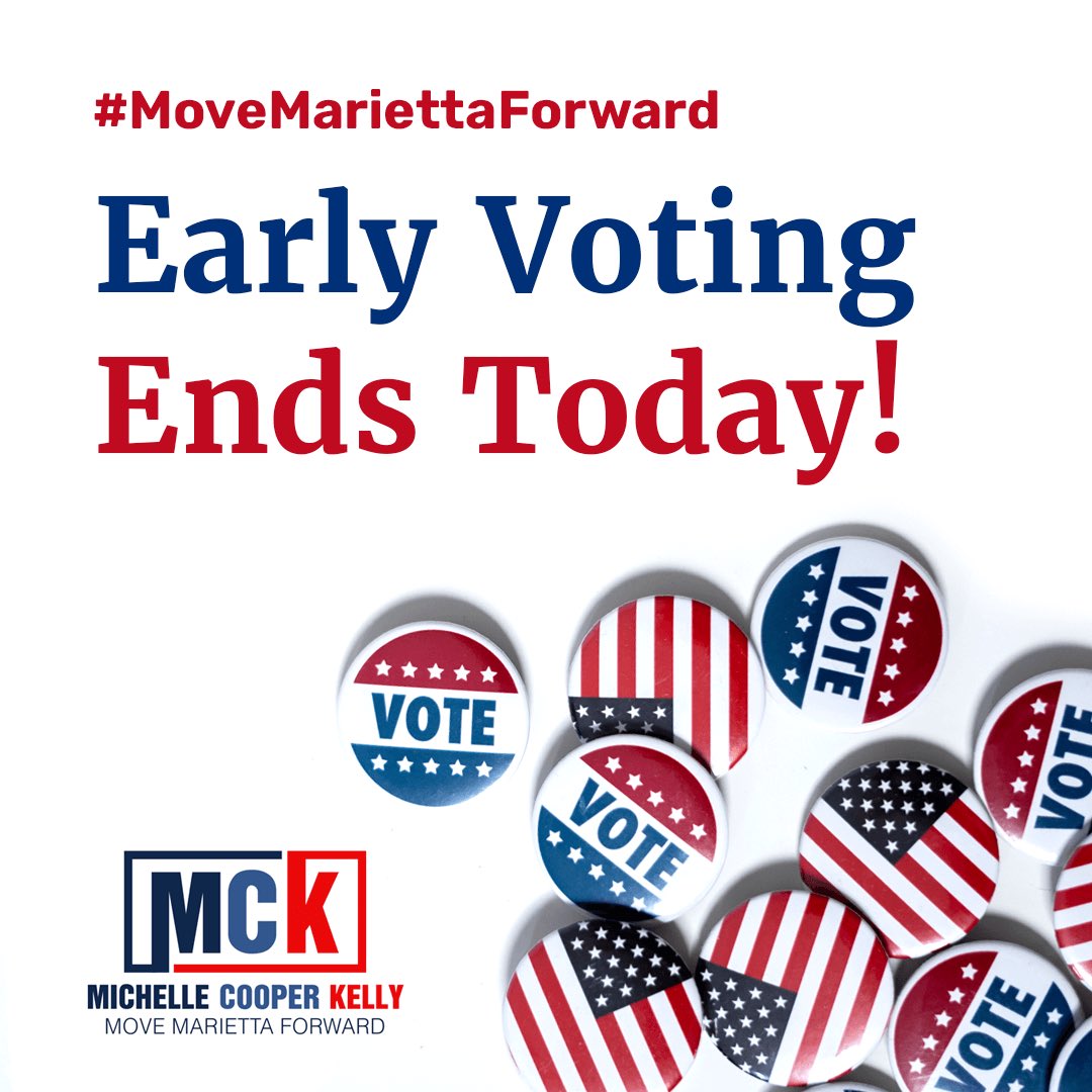 michellecooperk's tweet photo. Today’s the last day for advanced voting and the polls are open to 7PM. Take a few minutes and get your vote in early before the rush.

Together, let’s #MoveMariettaForward! https://t.co/sX5M9IessI