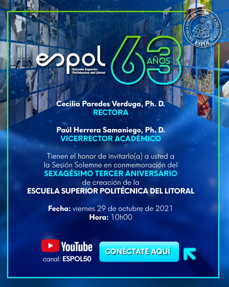 lab_protal's tweet image. Muy buen día estimados clientes, les hacemos extensiva la invitación por parte de la ESPOL a participar de la sesión solemne por el 63 aniversario de creación de nuestra Alma Mater. Pueden hacerlo a través de este link a las 10 AM: youtube.com/watch?v=iQPidf…

#ESPOL63 #labprotal
