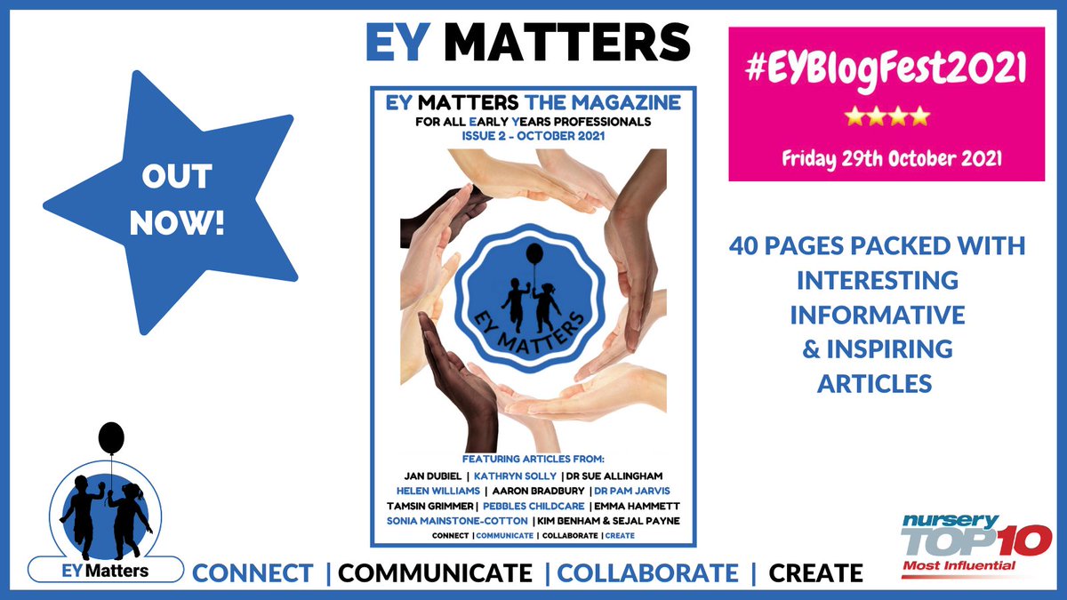 EY_Matters's tweet photo. Launched today saved especially for this celebration of #EarlyYears #EarlyChildhood Writers - #EYMatters The Magazine Vol 2! Over 40 pages with amazing articles #DownloadNow #GrabYourCopy 
https://t.co/tK9qAVNxWR
 #EYBLOGFEST2021 #TeamEarlyChildhood https://t.co/6gkEginCgL