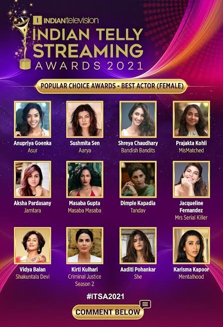 tellychakkar's tweet photo. Comment below! Who is your Best Actor Female for The Indian Telly Streaming Awards 2021.
Voting Link - https://t.co/PeeNK0yR2Z
#TellyStreamingAwards2021 #TSA #ActorMale #bestactor #actor #awards https://t.co/qKfc3gYQAy