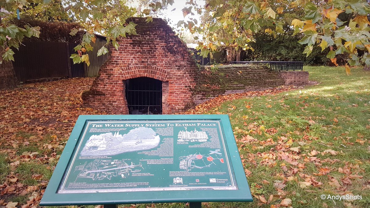 The Conduit Head is a Scheduled Ancient Monument
near Eltham High Street, built c1500 by Henry VII to supply spring water to Eltham Palace about a mile away. The system of two interlinked settling chambers was advanced for its day, but not unfamiliar to the Romans <a href="/VisitGreenwich/">Visit Greenwich</a>