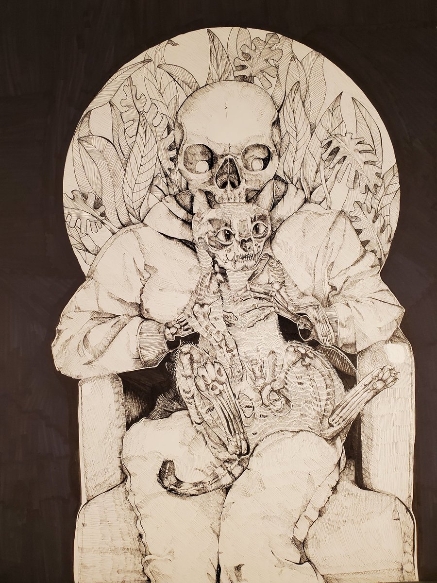sparkle2232's tweet photo. "Companions furrever"

Ay, my school assignment is done!
Never again do I want to do hatching on this scale again. Probably took about 20-30 hours, lost track after day 2. 
It is technically a self portrait with my cat, milo.

#drawing #penandink #hatching #art #artist https://t.co/bbKFxpKxm4