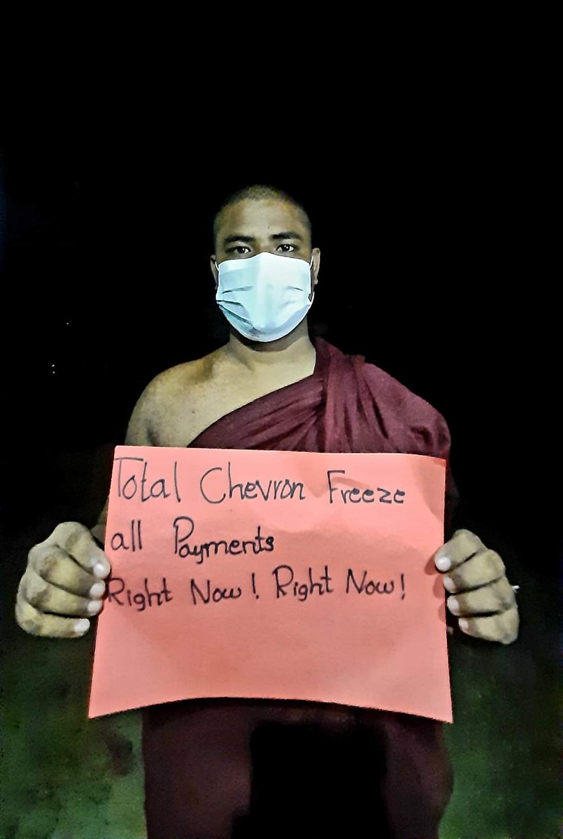 Wamtha2021's tweet photo. "မြန်မာပြည်ကိုကယ်တင်ရေး စစ်ကောင်စီကိုငွေမပေး"

အာဏာရူးတွေကိုတော်လှန်နေသည်မှာ ရက်ပေါင်း၂၄၀ ရှိခဲ့ပြီဖြစ်သော အသံမတိတ်တဲ့ပြည်/ခွန်သပိတ်...

#FreezePaymentsToJuntaandSaveMyanmar 
#Total_StopSponsoringSAC 
#Chevron_StopSponsoringSAC 
#‌အရေးတော်ပုံ_အောင်ရမည် 

#Oct29Coup

#အဂ္ဂဝံသ https://t.co/0QLkCoXEgr