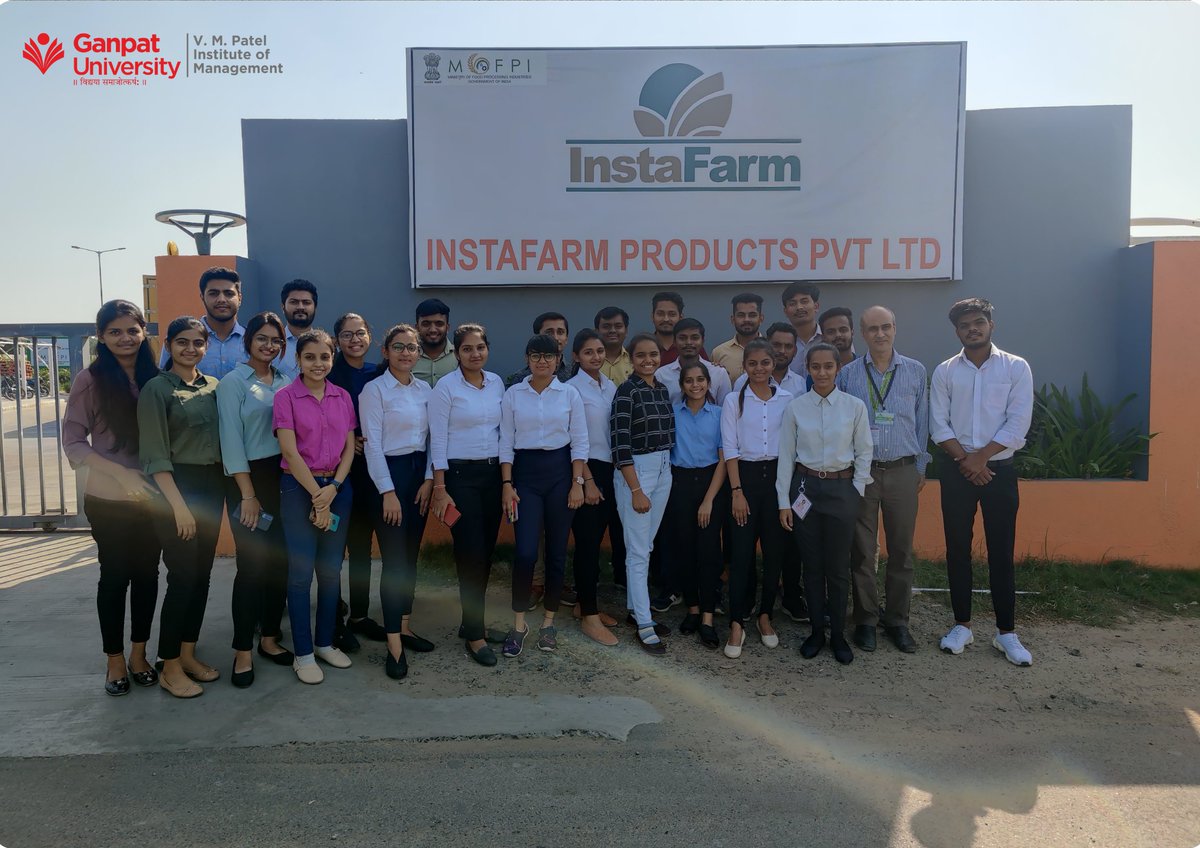 VMPatelInstitu1's tweet photo. On 28th October 2021, 49 students of Ganpat University - V M Patel Institute of Management, MBA Sem-I visited Instafarm Products Private Ltd (Group of HyFun Foods).

#Students #VMPIM #GanpatUniversity #Guni #asociallyresponsibleuniversity https://t.co/SeLZR40HCg
