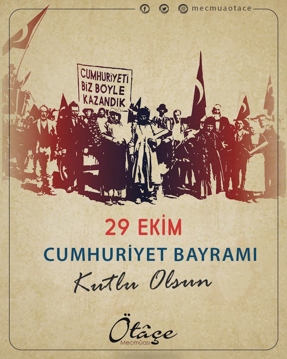 29 Ekim Cumhuriyet Bayramımız Kutlu Olsun.. 

#29Ekim1923 #29Ekim #Cumhuriyet