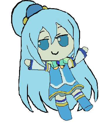 Wiz4880's tweet photo. my re-painted version of Aqua fumo and it kinda bad i guess since im not good at painting(transparent image) #fumo #Konosuba https://t.co/0a98CZDwps