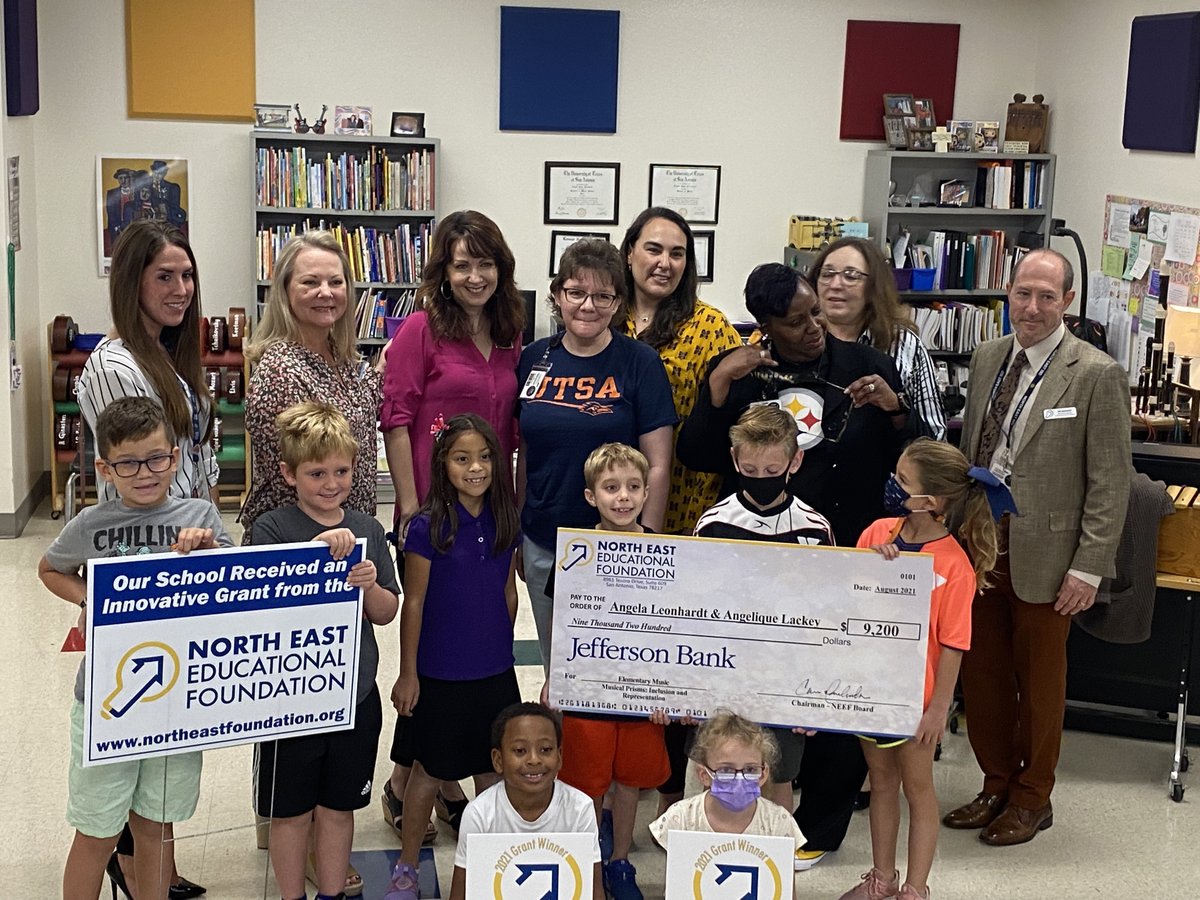 Thank you <a href="/NEISDFoundation/">North East Educational Foundation</a> for awarding these two ladies a grant that will benefit ALL NEISD students! Books + music = a perfect match! #neisdlibs  <a href="/hiddenforestes/">Hidden Forest Elem</a>