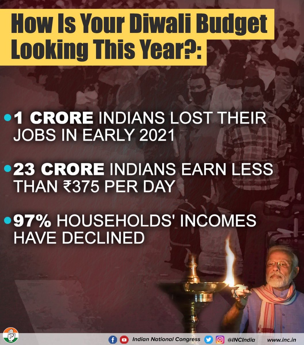 GuptaPragnya's tweet photo. Not ever before would India have seen such kangaali and daridrata line is being seen this year.
Thanks to the AccheDin gifted by Modi &amp; Co.
No jobs, no money, no festivities ❌
#BJPWaliKaliDiwali 🙏 https://t.co/MaihjlvhuC