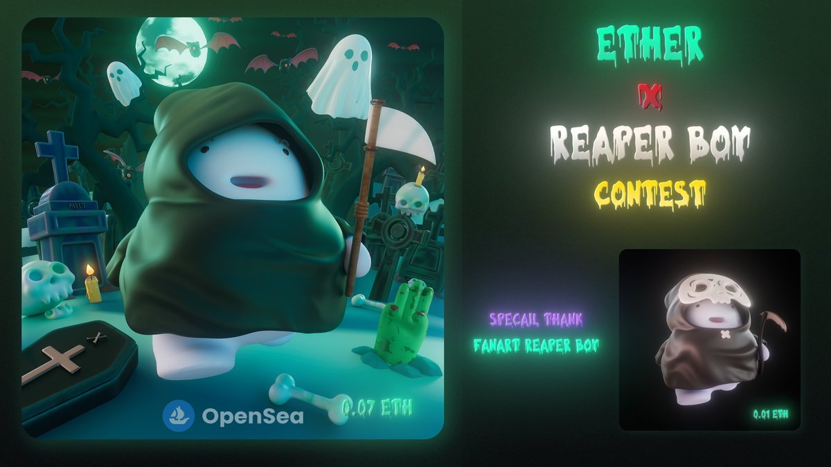 Ether join Reaper contest
Thank you for a good event.
so funny.

opensea.io/collection/eth…

#NFTdrops #NFTcollections #NFTartwork #ReaperBoy