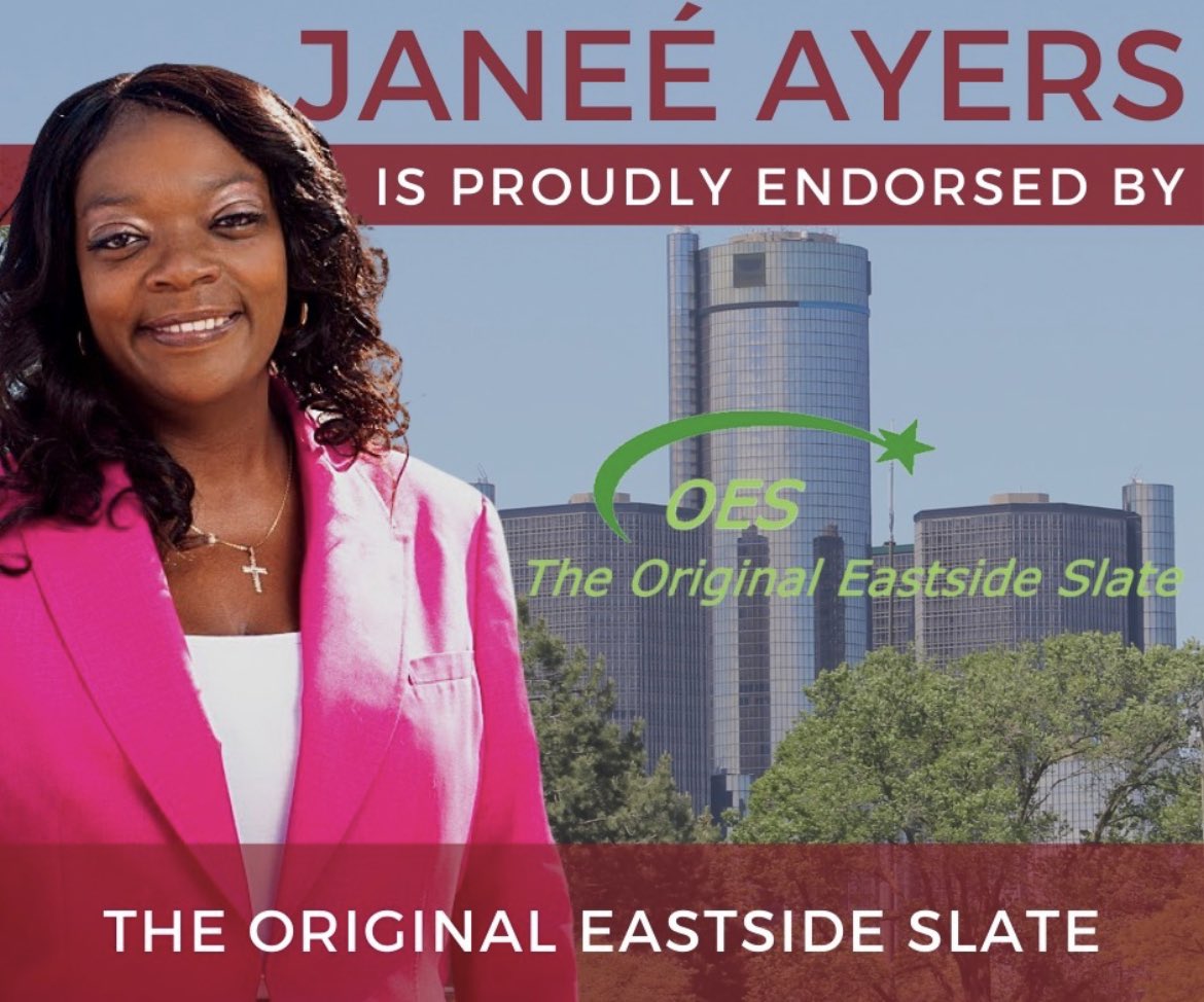 Ayers4Detroit's tweet photo. Grateful for the endorsement of the Original Eastside Slate. https://t.co/qACMoY92Qo