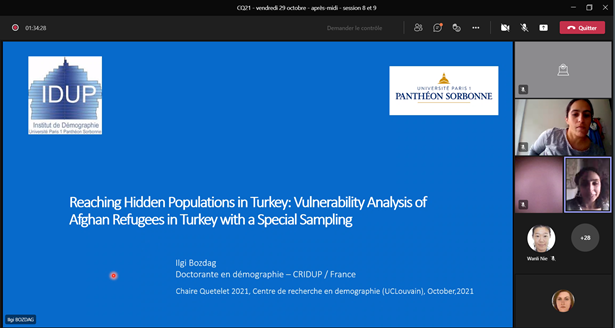DemographieLLN's tweet photo. #CQ21
Ilgy Bozdag @SorbonneParis1 @Idup18645072 gave an interesting presentation about Afghan #refugees in #Turkey and how challenging it is to study them. Some innovative methods are needed, such as #S3M & respondent driven sampling.
#sampling #migration #poptwitter https://t.co/pbsBv4dF7X