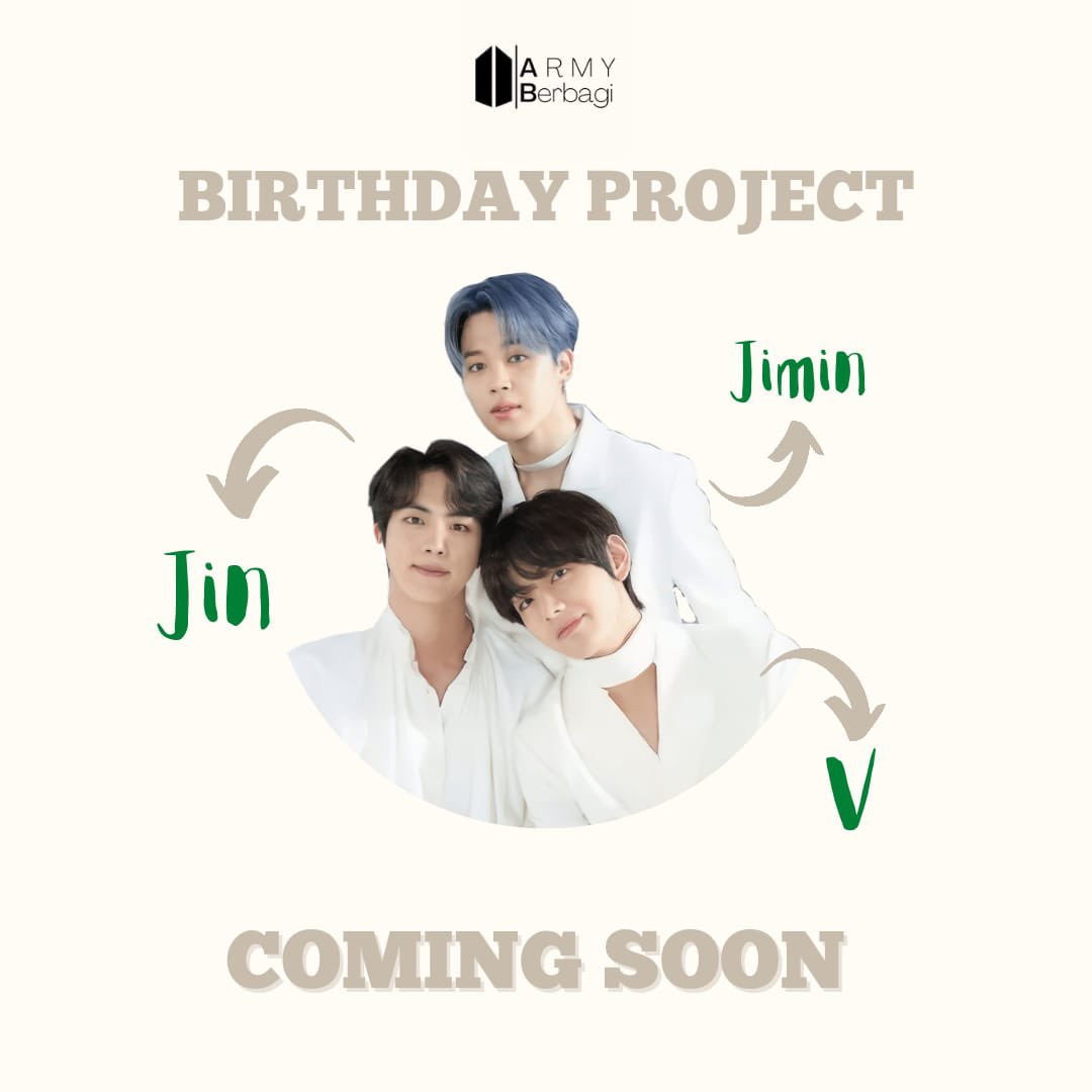 armyberbagi's tweet photo. Coming soon 💜

#ArmyBerbagi #BerbagiSenyum #JIMIN #Jin #V https://t.co/7QuA9o25dL