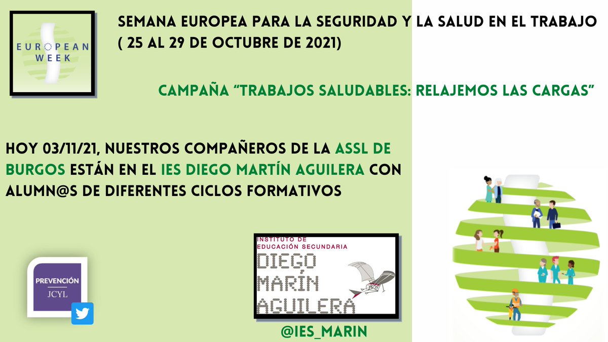 #RESSTjcyl

#Hoy 03/11/21, nuestros compañeros de la ASSL de #Burgos están en el <a href="/ies_marin/">IES MARÍN AGUILERA</a> con alumn@s de diferentes ciclos formativos

#SemanaEuropeaRESST #RESST #EuHealthyWorkplaces #RelajemosLasCargas