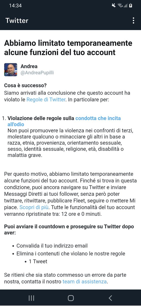 New_NewAge_'s tweet photo. Non c'è più libertà neanche sul social celeste... https://t.co/wfSwhei1Qq