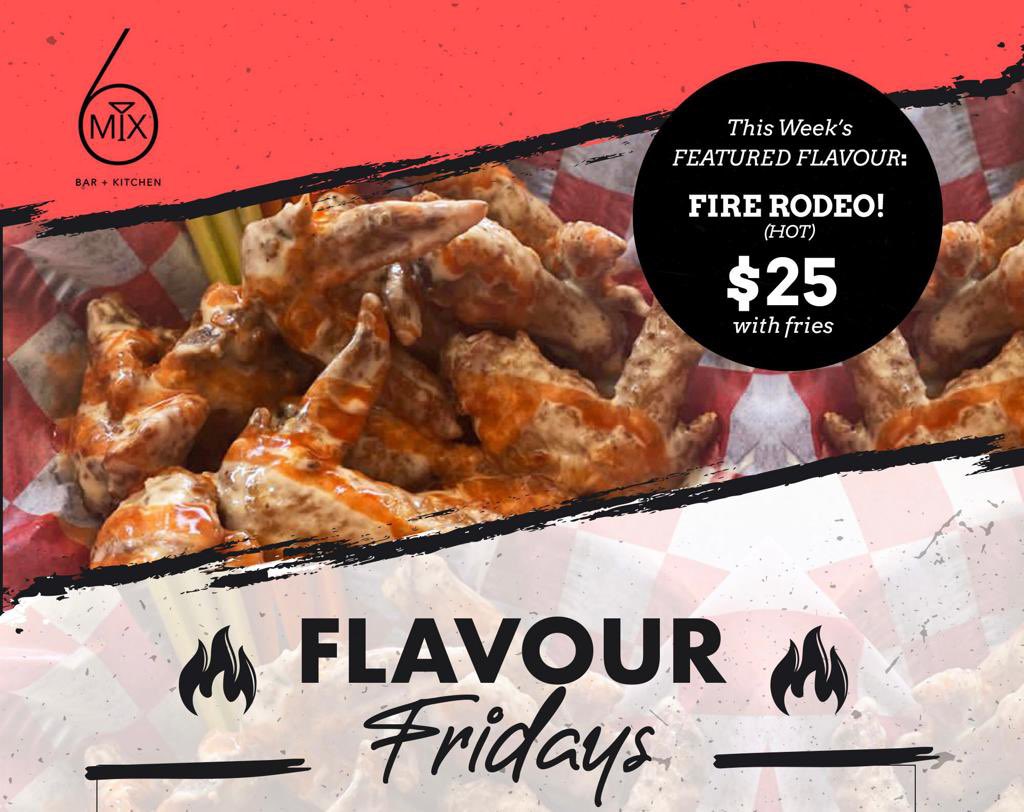 6mixBar's tweet photo. It’s Flavour Fridayyyyy!!! 💃🏽🕺🏿

Featured Flavour:  Fire Rodeo

If you like Savoury and Spicy!  This is the one for you!  😎 

$25 with fries all day!!!! 

#GetinDaMix https://t.co/Fa19FqknAy