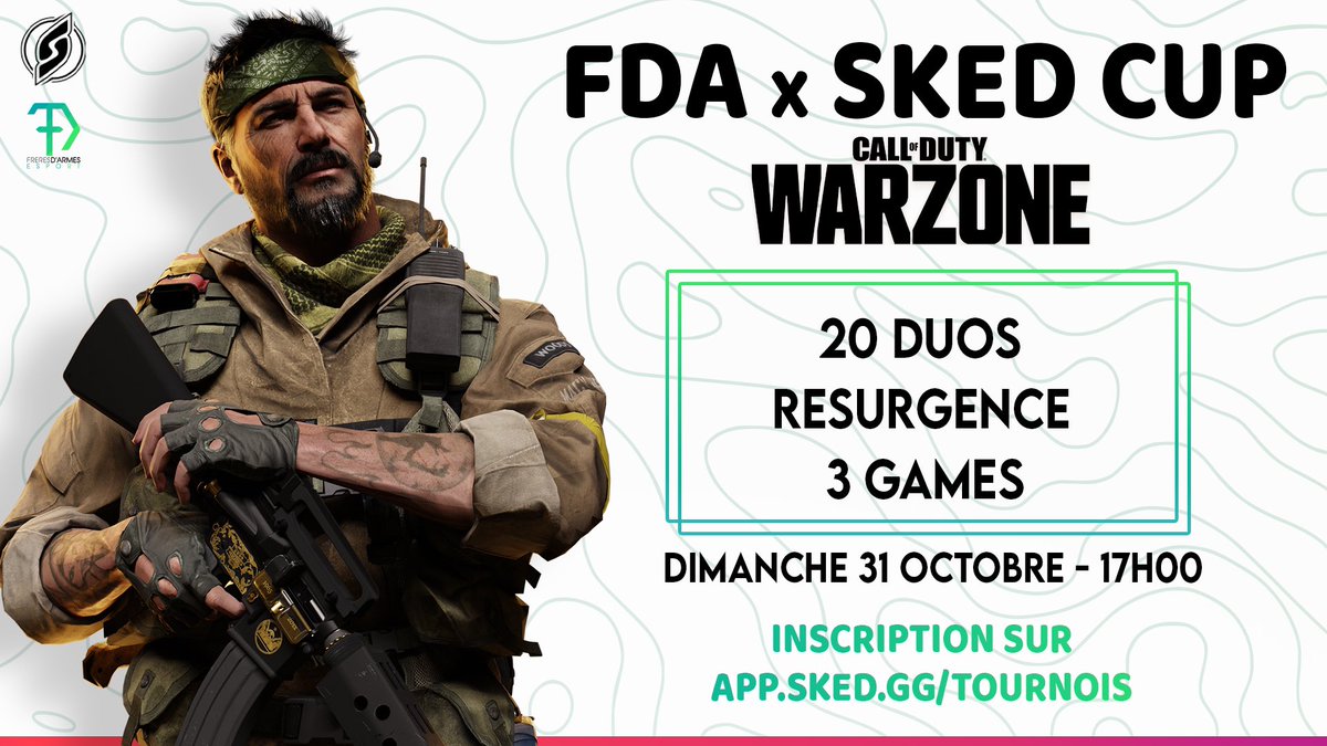 FDA_Tournament's tweet photo. 💥╏‐ 🏆FDA TOURNAMENT🏆
          ( Warzone / Résurgence)

📅 - Dimanche 31 Octobre
⌚️ - 17H00
🎮 - Crossplay
👥 - Duo

📩 Inscription via Discord : https://t.co/GguuF6BTJw

#FDAESPORT #FDATOURNAMENT https://t.co/gKDb0qnQQd