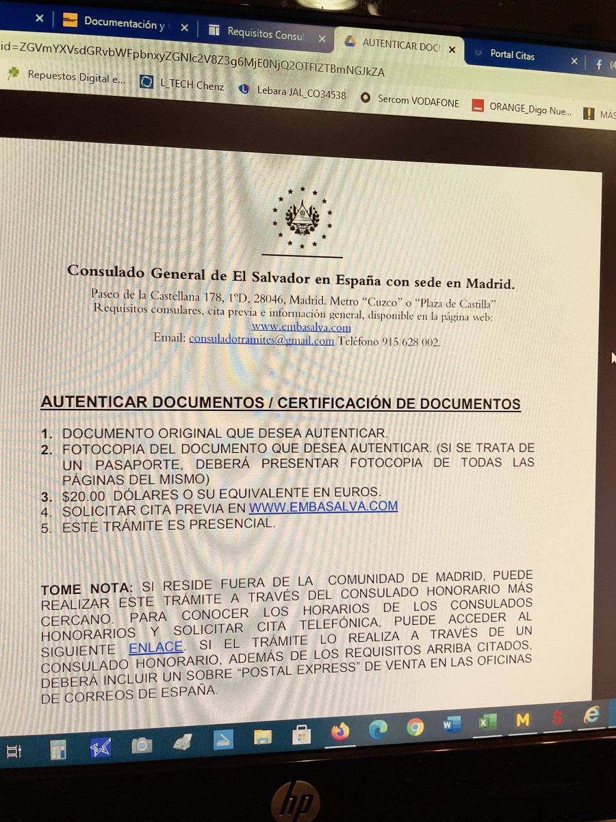 Los trámites en la embajada y consulado del Salvador en España están como la vieja usanza  pedir una puñetera cita para autent doc.  los enlaces no van, no toman el teléfono entonces  <a href="/nayibbukele/">Nayib Bukele</a> <a href="/cancilleriasv/">Cancillería de El Salvador 🇸🇻</a> que a cambiado. Tendré que ir a <a href="/elsalvador/">Diario El Salvador</a> y Ya