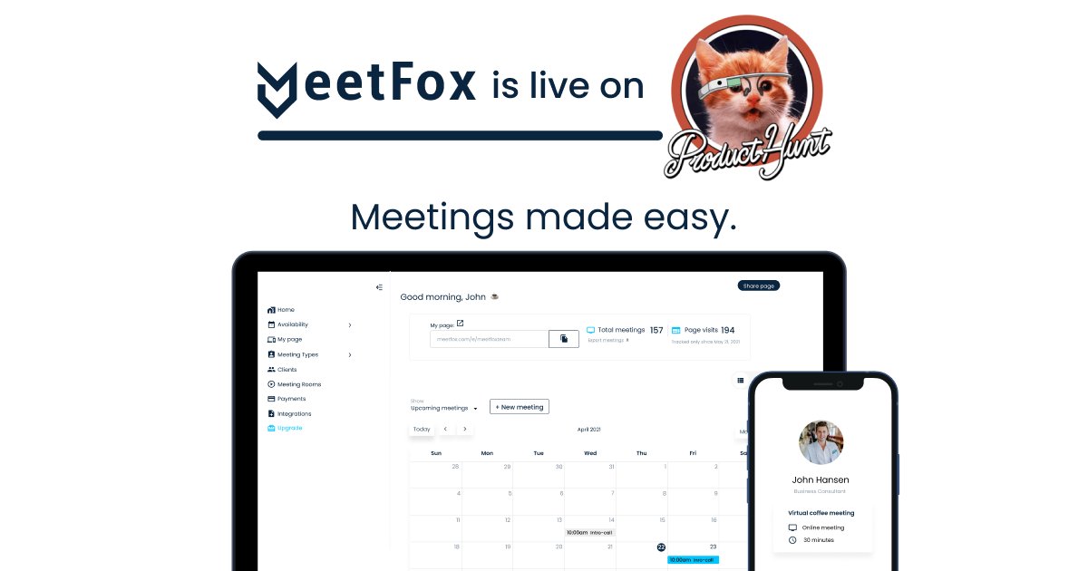 Introducing… 🥁 drum roll 🥁… MeetFox 2.0 on <a href="/ProductHunt/">Product Hunt 😸</a>!

Our newest milestone focuses on helping sales, service, and customer success teams create a seamless customer experience.

Check it out: bit.ly/3vVDPQ4

#MeetFox #MeetingsMadeEasy #ProductHunt