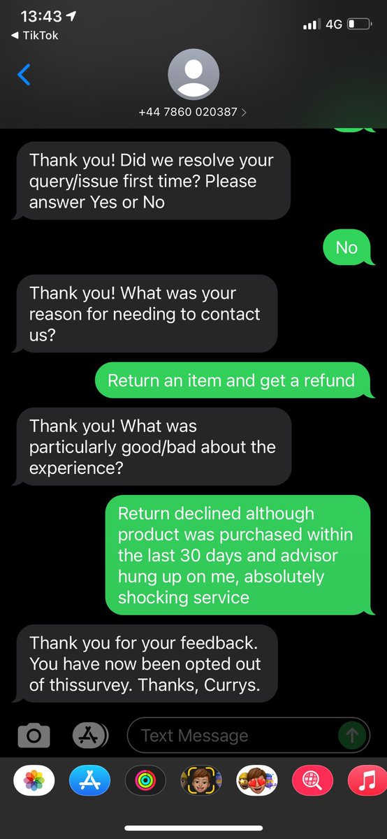 Jessica1995's tweet photo. @currys When you get “opted out” of the customer feedback scheme because your response wasn’t what they expected. I was declined a refund within 30 days of purchase and the advisor hung up on me a when I rang. Absolutely shocking customer service. I think I’ll go with AO…. https://t.co/5dSox73ceJ