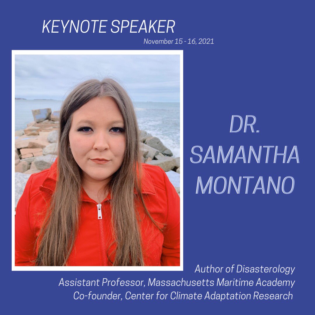 mitwater's tweet photo. ⛴Keynote Speaker ⛴

@samlmontano is an assistant prof @MMAAdmissions where she teaches emergency management &amp; disaster policy. She received a PhD from @NDSU in emergency management. Dr. Montano is the author of Disasterology: Dispatches from The Frontlines of The Climate Crisis https://t.co/9z0zrXfaVX