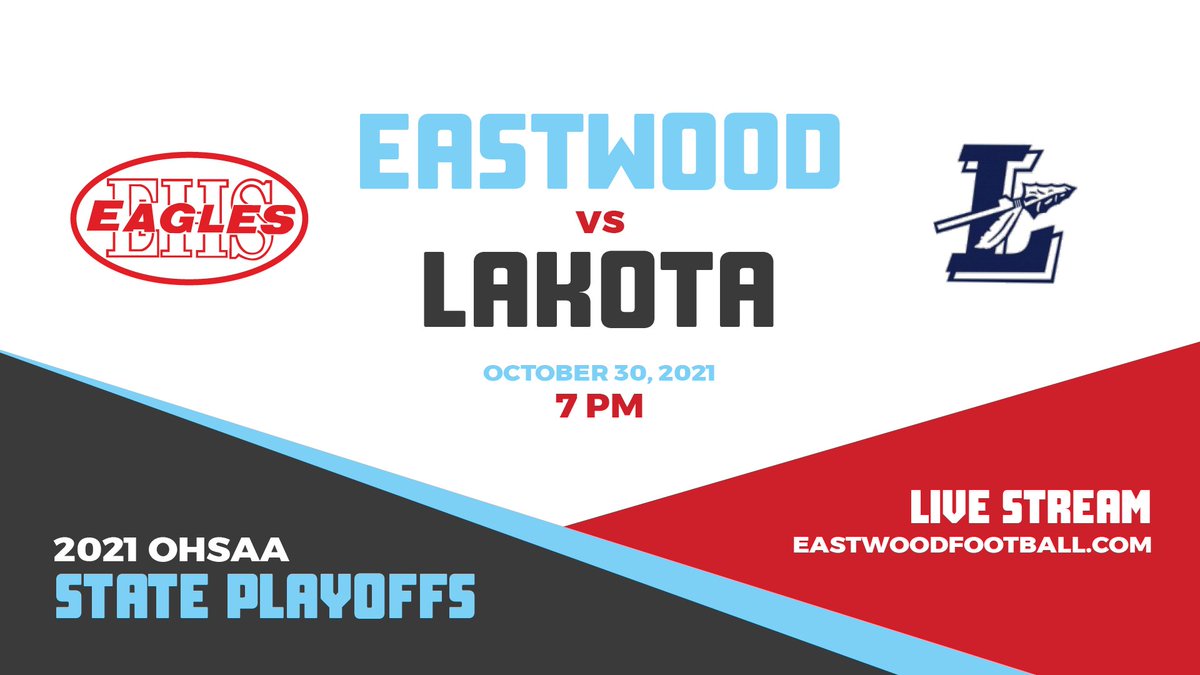 Week 11: Eastwood (7-2) vs Lakota (7-3)

LIVE STEAM available at eastwoodfootball.com/live-stream/

Thank you to this weeks partners:
Mick Foster - Wells Fargo Advisors, Kevin Gordon and other anonymous donors!