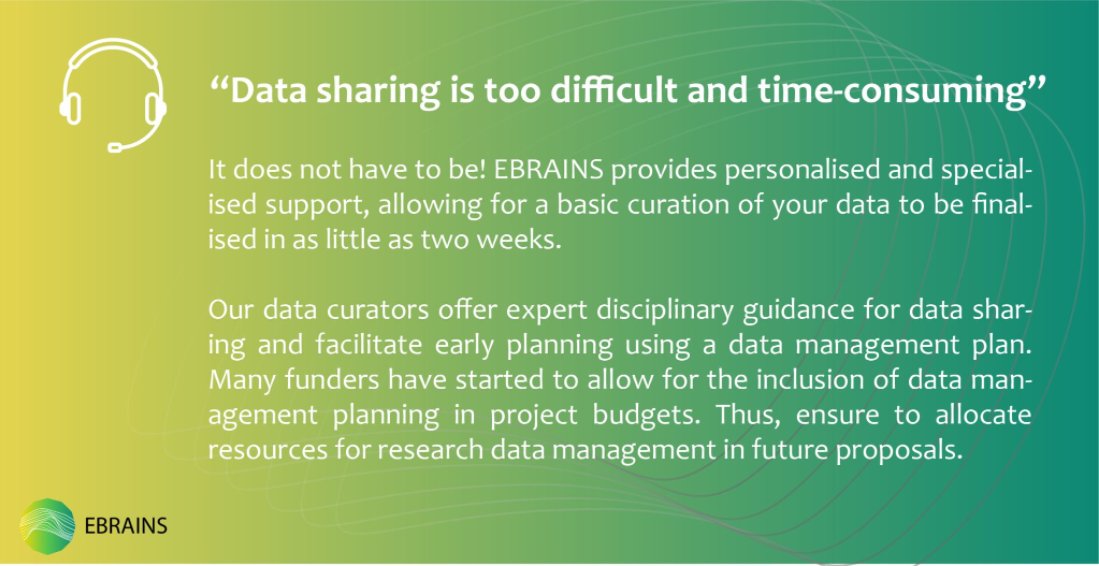 Data sharing is too difficult and time consuming! 
Are you sure? 
#DebunkingDataSharingMyths nr.2
#JoinTheOpenScienceMovement
@SwietenMaaike <a href="/centeropenneuro/">OpenNeuroScience</a>  <a href="/fosterscience/">Foster Open Science</a> <a href="/OSBTeam/">Open Source Brain</a> <a href="/BrainResearchUK/">Brain Research UK</a> <a href="/EU_Brain/">European Brain Council</a> <a href="/HumanBrainProj/">Human Brain Project</a> <a href="/EBRAINS_eu/">EBRAINS</a> <a href="/NRSNeuro/">Norwegian Research School in Neuroscience (NRSN)</a> <a href="/NatRevNeurosci/">Nature Rev Neurosci</a> <a href="/ScientificData/">Scientific Data</a>
