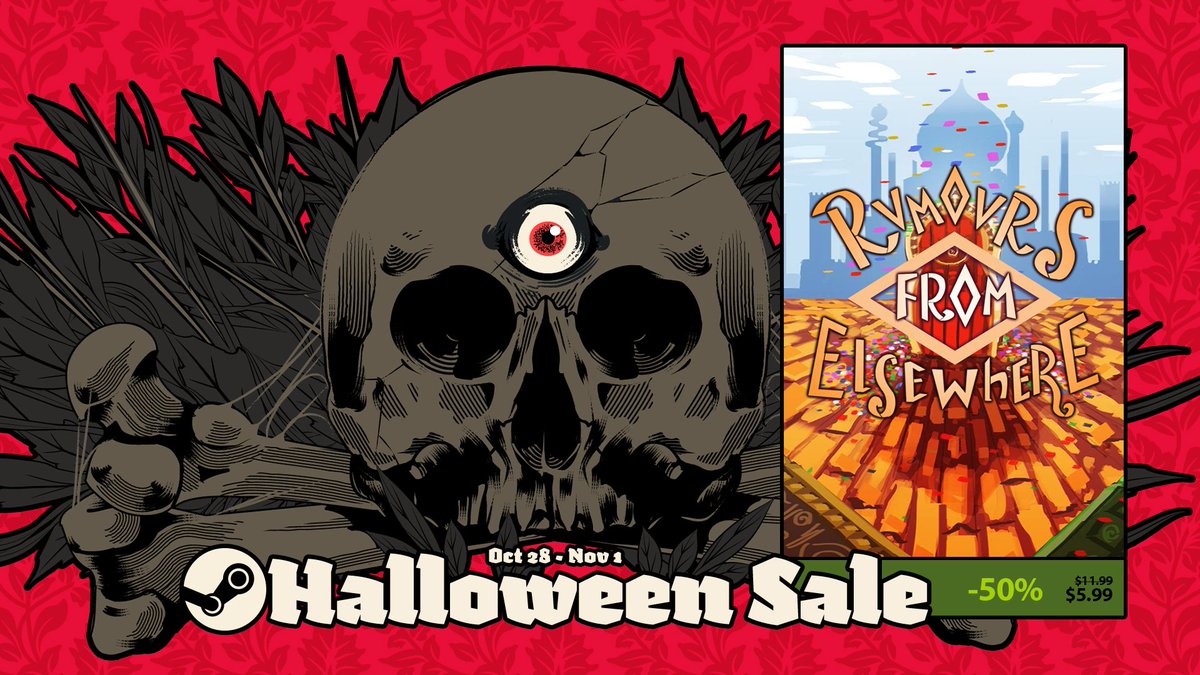 NotteStudio's tweet image. Enter a terrifying realm of ancient monsters, play alone or with a friend in local co-op 💀💀
Rumours From Elsewhere 50% off in the #SteamHalloweenSale 
store.steampowered.com/app/1482940/Ru…