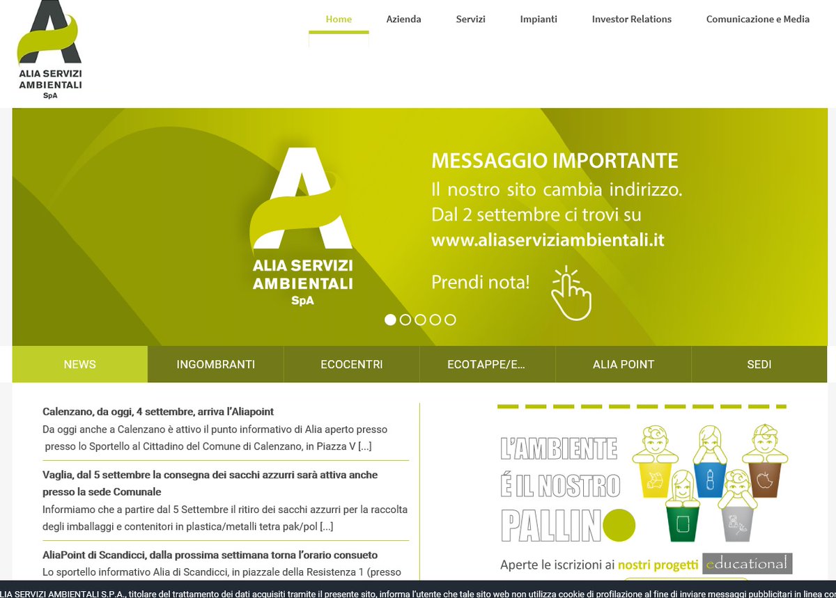 AliaServizi's tweet image. I° novembre: raccolta regolare nei 58 comuni gestiti da @AliaServizi ; chiusi al pubblico gli #Ecocentri, gli #Infopoint e gli sportelli #TARI presenti sul territorio. Per maggiori informazioni consultate il portale aliaserviziambientali.it oppure @JunkerApp