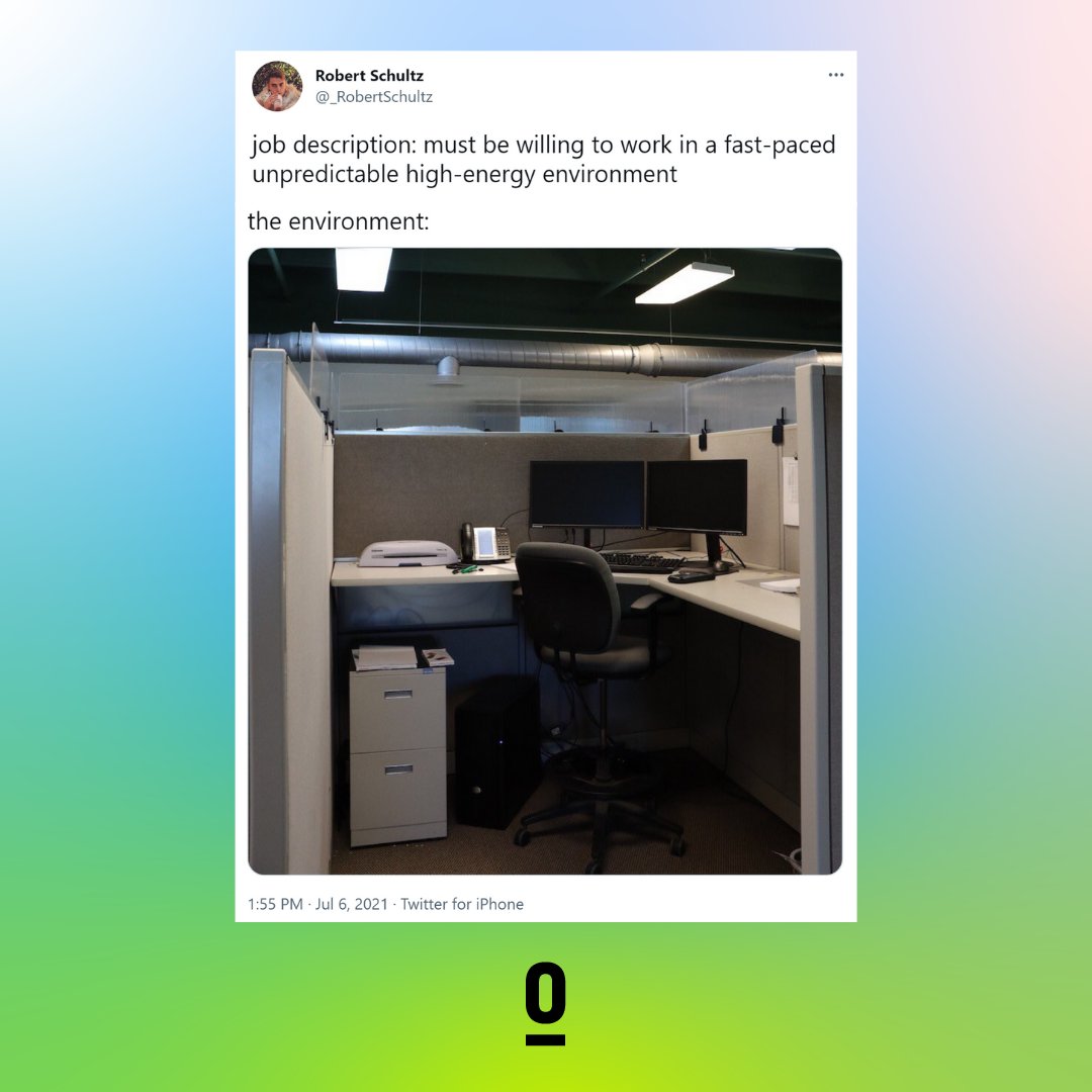 entrylevelboss's tweet photo. Who’s ready to live the cubicle dream?? 💼

In all seriousness, #ENTRYLEVELBOSS is all about helping you find jobs that you’re actually excited about. You deserve to pursue something meaningful to you. 

@_RobertSchultz https://t.co/0wiihm1wcC
